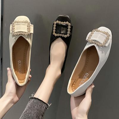Flat Shoes for Women Spring Autumn New Fashion Rhinestone Shallow Mouth Boat Shoes Comfortable Pointed Luxury Shoes Large Size43