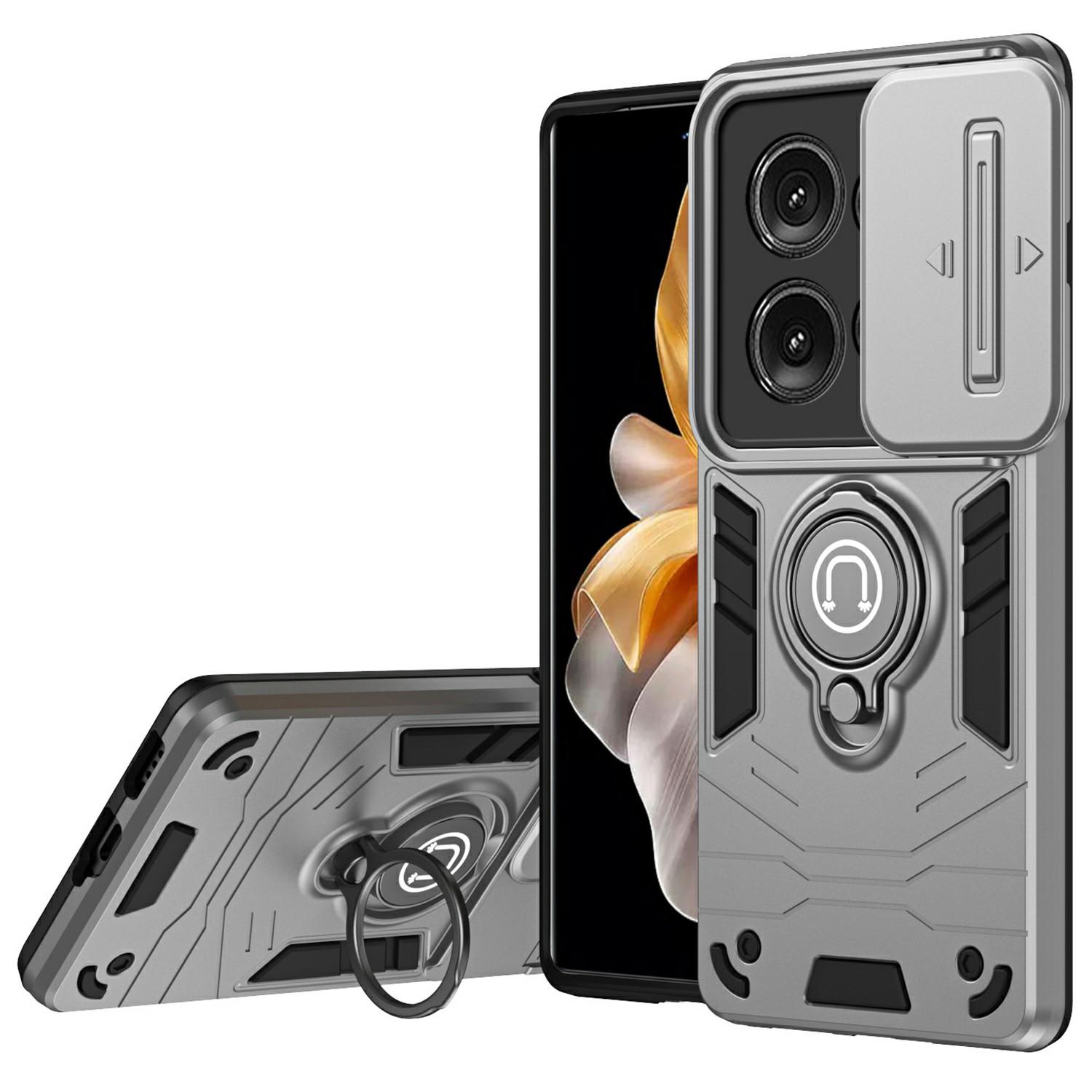 

For Motorola Edge 50 5G Case Slide Camshield Kickstand PC+TPU Phone Cover A