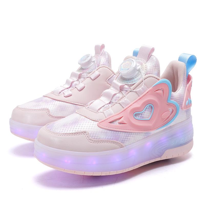 Wiederaufladbare LED Rollschuhe: Kinder- und Erwachsenen-Skates mit drehbaren Button-Rädern