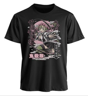 Demon Slayer Kimetsu No Yaira Mitsuri Kanroji Tshirt with Pink Twin Braids and Katana Love Hashira Uniform Design for Fans