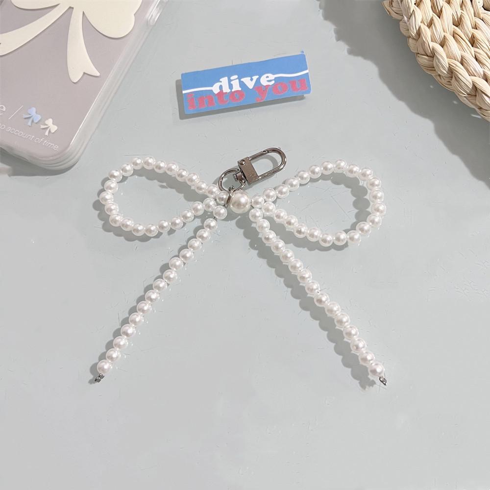 

Korean Chic Pearl Bow Love Pendant Keychain for AirPods & Phones