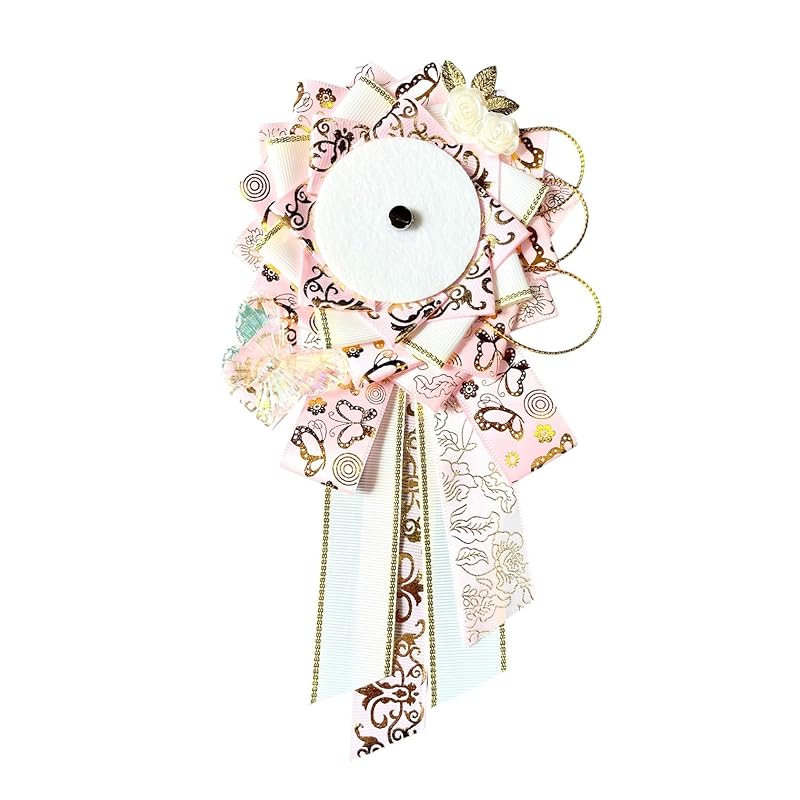 

[seven the world] rosette for can badge white Oshikatsu For can badge 57mm ita bag handmade rose butterfly altar birthday party Itaba tin badge (pink)