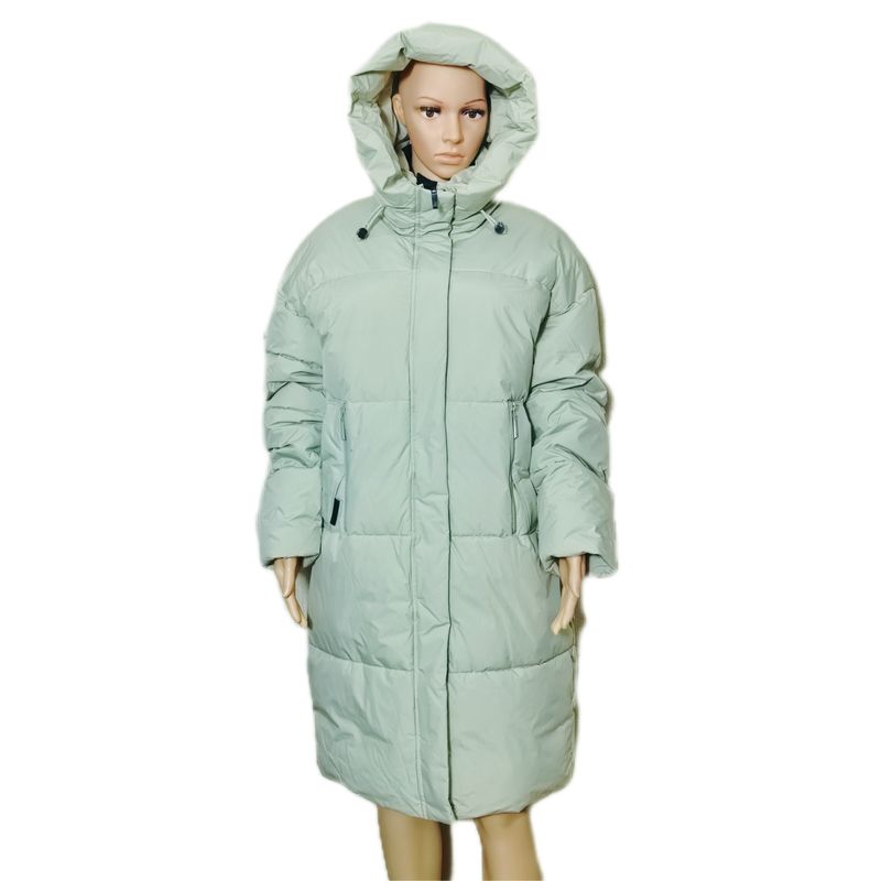 To Russia Hooded Thickened Down Cotton Cold Protective Clothing Female Mid Length Long Length Pure Color Thick Cotton Clothing Northeast Winter