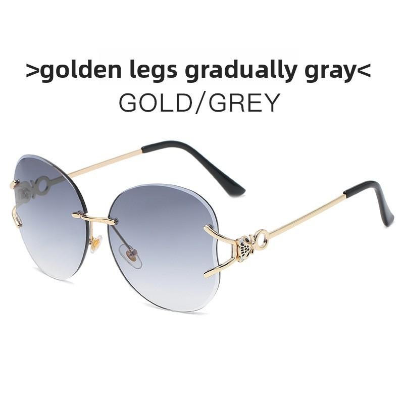 Unframed Fox Head Sunglasses Pink Gradient Uv400 Fashion Eyewear For Travel And Parties