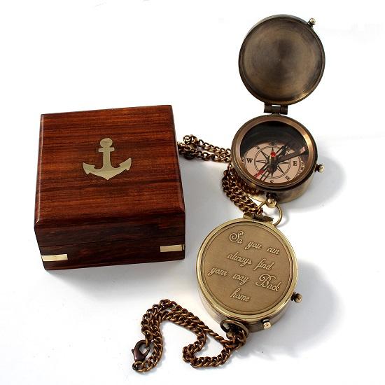 Camping Compass Engraved with “So You Can Always Find Your Way Back Home”, Gift Compass for Christmas