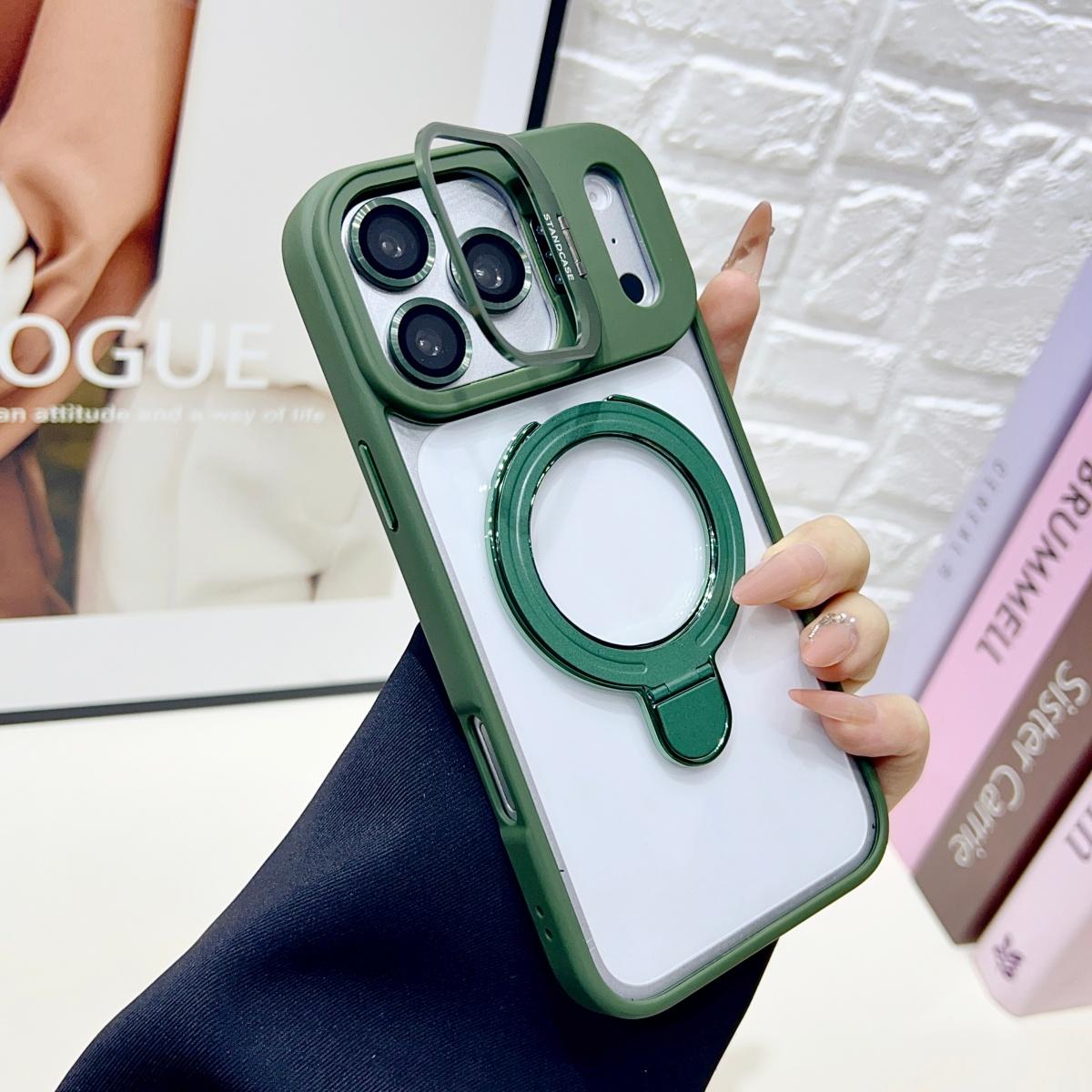 

Luxury Magnetic Shockproof Phone Case For iPhone 17 Air 16 15 14 Plus 13 12 11 Pro Max Dual Stand Glass Lens Protection Cover iPhone 13 Pro темно-зеленого