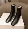 Comfortable Thiened Winter Velvet Lined Women's Boots Korean High Heel Side Zipper Faion Slim Boots Square Head Cotton Snow Boot