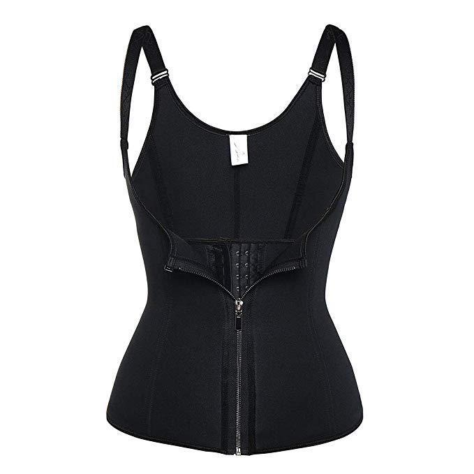 Zipper Neoprene Waist Cincher with Small Shoulder Straps 3XL