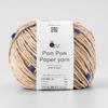 Knitworm Pom Pom Paper Yarn, Medium Weight, 5 Balls, 30g (Approx. 51m) (102. Ecru Beige x Blue)