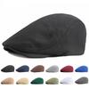 New Spring Beret Hat Men Women Solid Color Knitted Visor Golf Cap Casual Herringbone Newsboy Cap Peaked Duckbill Hat 12 Colors