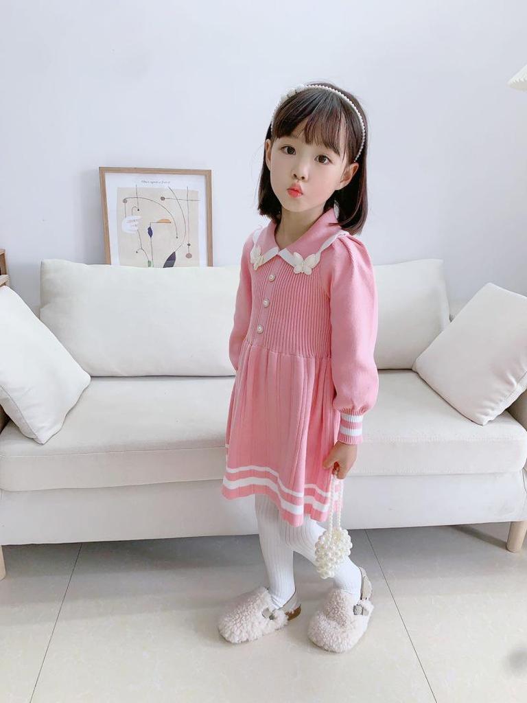 Rochie Pulover Tricotată pentru Fete Stil Coreean Toamnă/Iarnă 2023 - Design Trendy, la Modă și Dulce de Prințesă