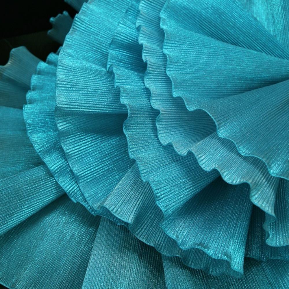2025 Metallic Beaded Lace Ruffles DIY Wave Edge Stiff Wave Fabric Design Fabric For Stage Dress Performance Clothing