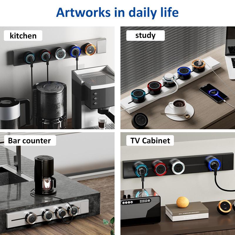 30/60/80/100cm Home & Office Multi-Function USB Adapter Wall Mounted Track Power Socket Power Track Socket
