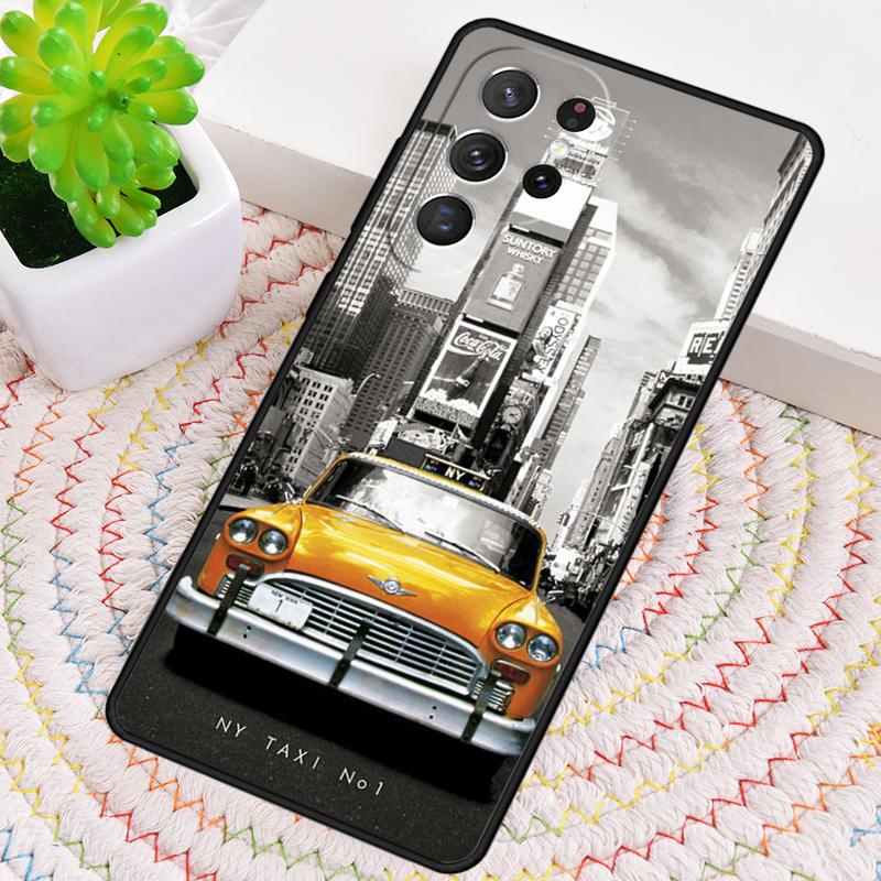 

NYC Yellow Taxi Cabs Silicone Phone Case For Samsung Galaxy note 10 pro S26 S25 S24 S23 S22 S21 Plus S25Ultra Capa Cover Galaxy S26