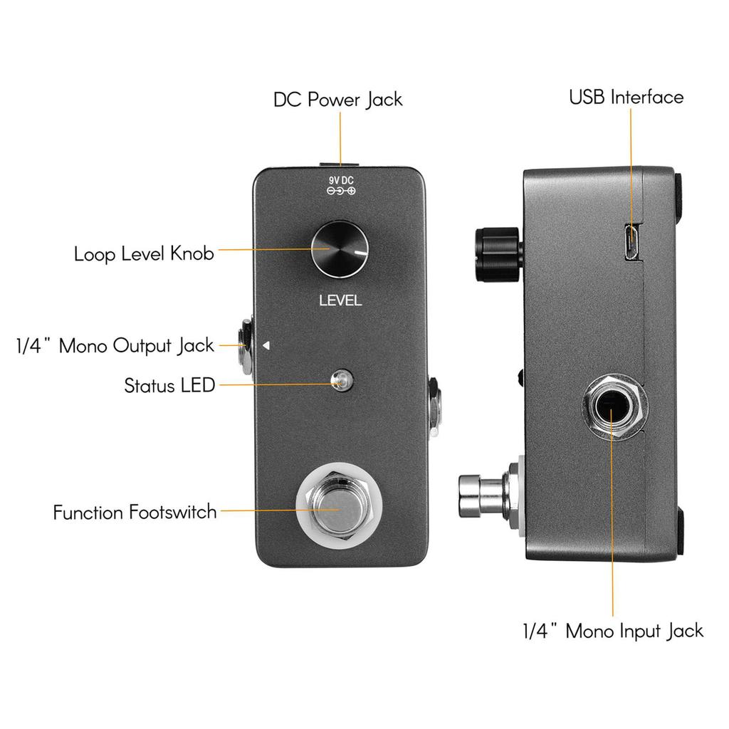 Mini Looper Effect Pedal Guitar Loopers Bass Loop Pedal Ullimited Overdubs 5 Minutes Looping Time with USB Interface