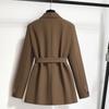 Retro Brown Suit Jacket for Women In Autumn New Loose and Versatile Casual Belt Waist-hugging Suit