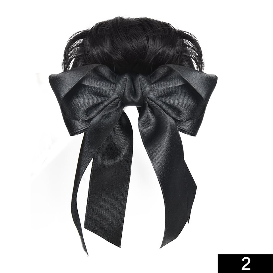 Synthetischer Dutt-Donut Schwarz Schleife Clip-In Stil Haaraccessoires Dutt-Perücke Haarverlängerungen Für Frauen Täglicher Urlaubs-Party-Gebrauch