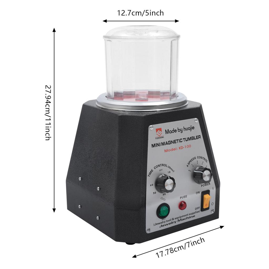 Professional Magnetic Polisher Machine 110V 3500RPM Jewelry Polishing Tool for Metal Finishing Rust Removal