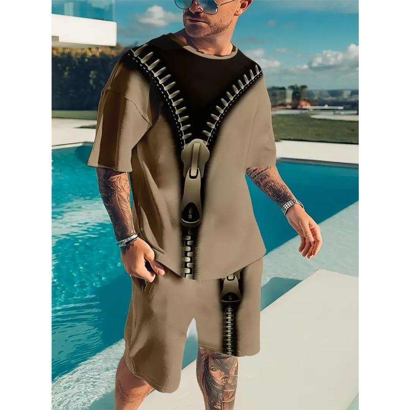 Summer Men's Bizarre Style 3D Color Printed Fashionable Comfortable Loose Casual Short Sleeved Sport Wear