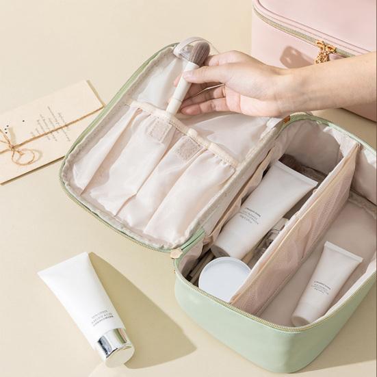 Travel Cosmetic Case Large Capacity Makeup Bag with Removable Divider Waterproof Toiletry Bag with Top Handle Cosmetic Organizer for Vacation Home