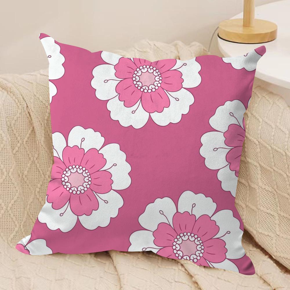 Chinese Flower Cushion Cover Soft Plush Fabric DoubleSided Printed Sofa Cushion Cover for All Seasons Home Decor Gift