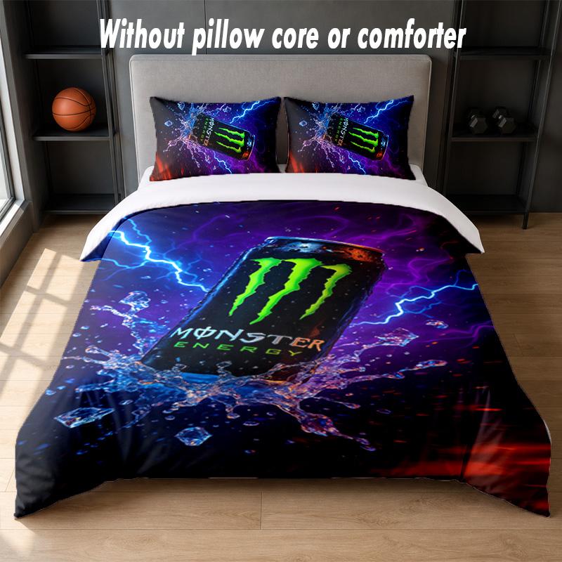 Set Biancheria da Letto Design Monster Energy 1 Copripiumino + 2 Federe Morbido Traspirante Biancheria da Letto per la Casa