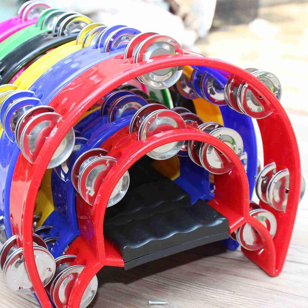 Handheld Tambourine Double Row Handbell Ergonomic Handle Grip Tambourine for KTV Party