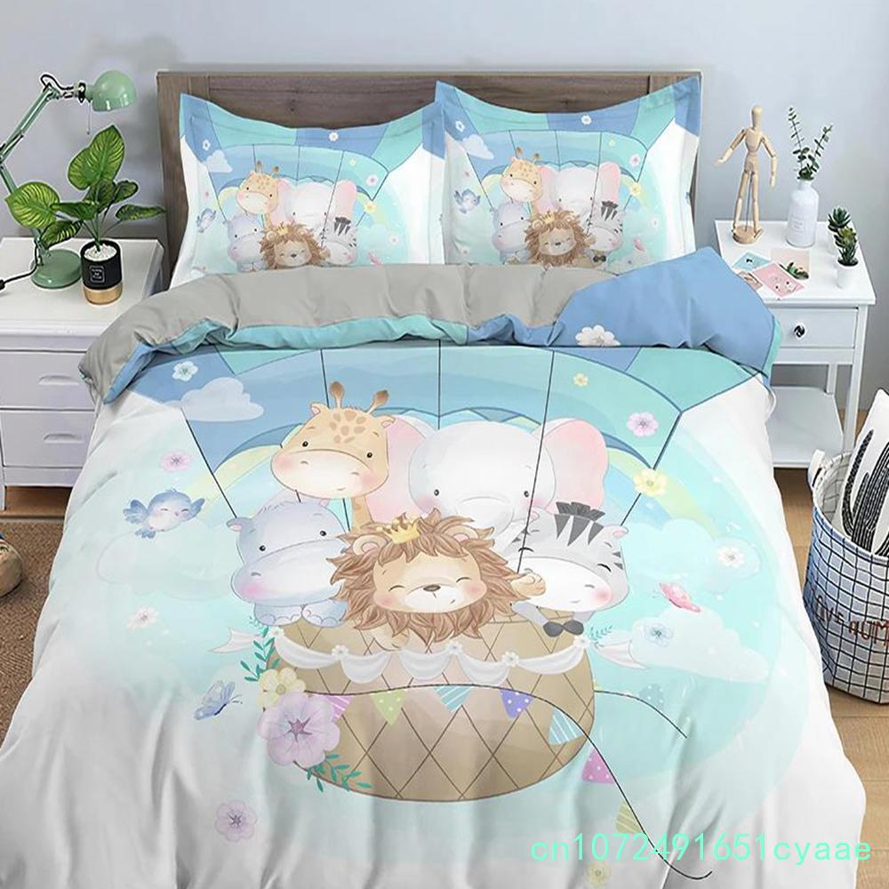 3D Cartoon Pattern Duvet/Quilt Cover Cozy Soft Bedding Set For Children Kids Bedroom Decor Bedclothes Queen Twin Single 2/3Pcs