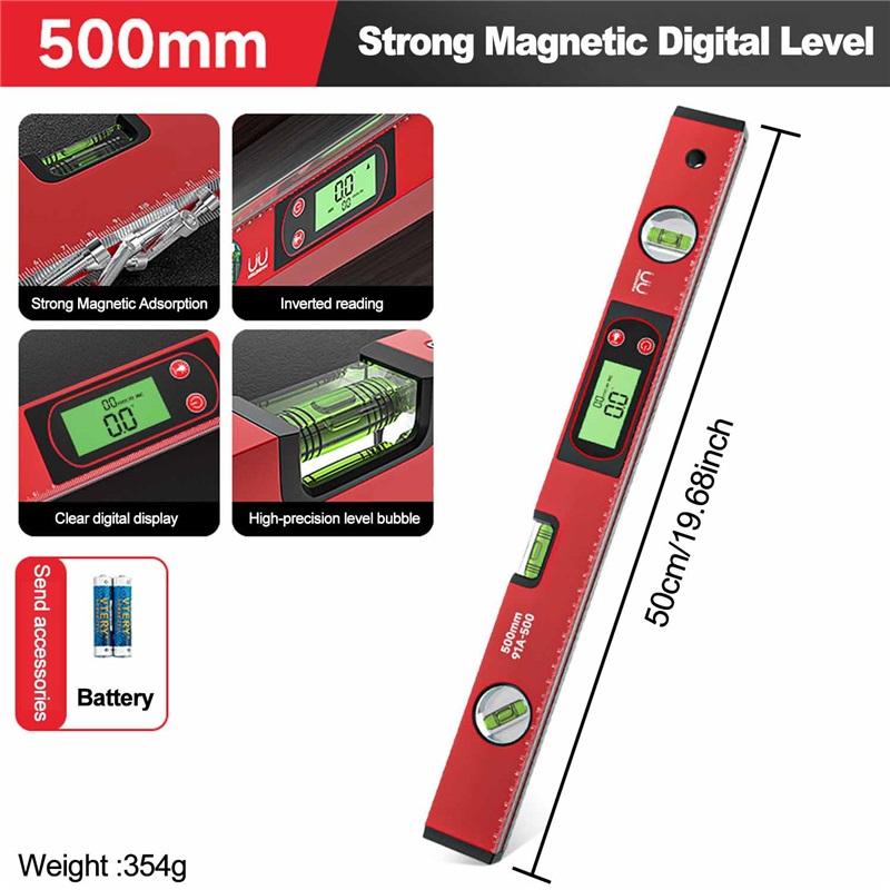 30/40/50cm Electronic Digital Display Level Ruler Magnetic Angle Meter Aluminum Alloy Level Protractor Inclinometer 90 Degree