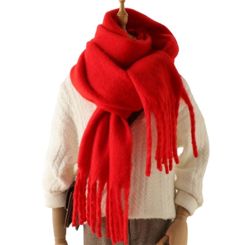 Long Tassels Neckerchief Solid Color Scarf Lightweight Yet Warm Headscarf Shawl For Casual or Formal Wear Daily