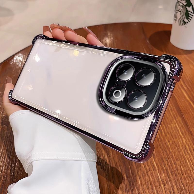 Applicable To iQOO13 Mobile Phone Case, Airbag Anti-drop, Self-contained Lens Film iQOO Z9 Electroplated Silicone Transparent Soft Case