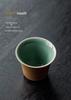 Guanlan Yue Celadon Four Beauties Tea Cup: Ceramic Shadow Carved Personal Tasting Cup