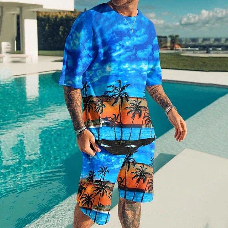 GIRUNS Men's Hawaiian Beach Shirt, Short Sleeve, Button Up, Cuban Collar, Floral Print