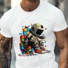 Astronaut With Rubik's Cubes T-Shirt,Soft Breathable & Fade-Resistant, Classic Fit for Daily Casual Wear