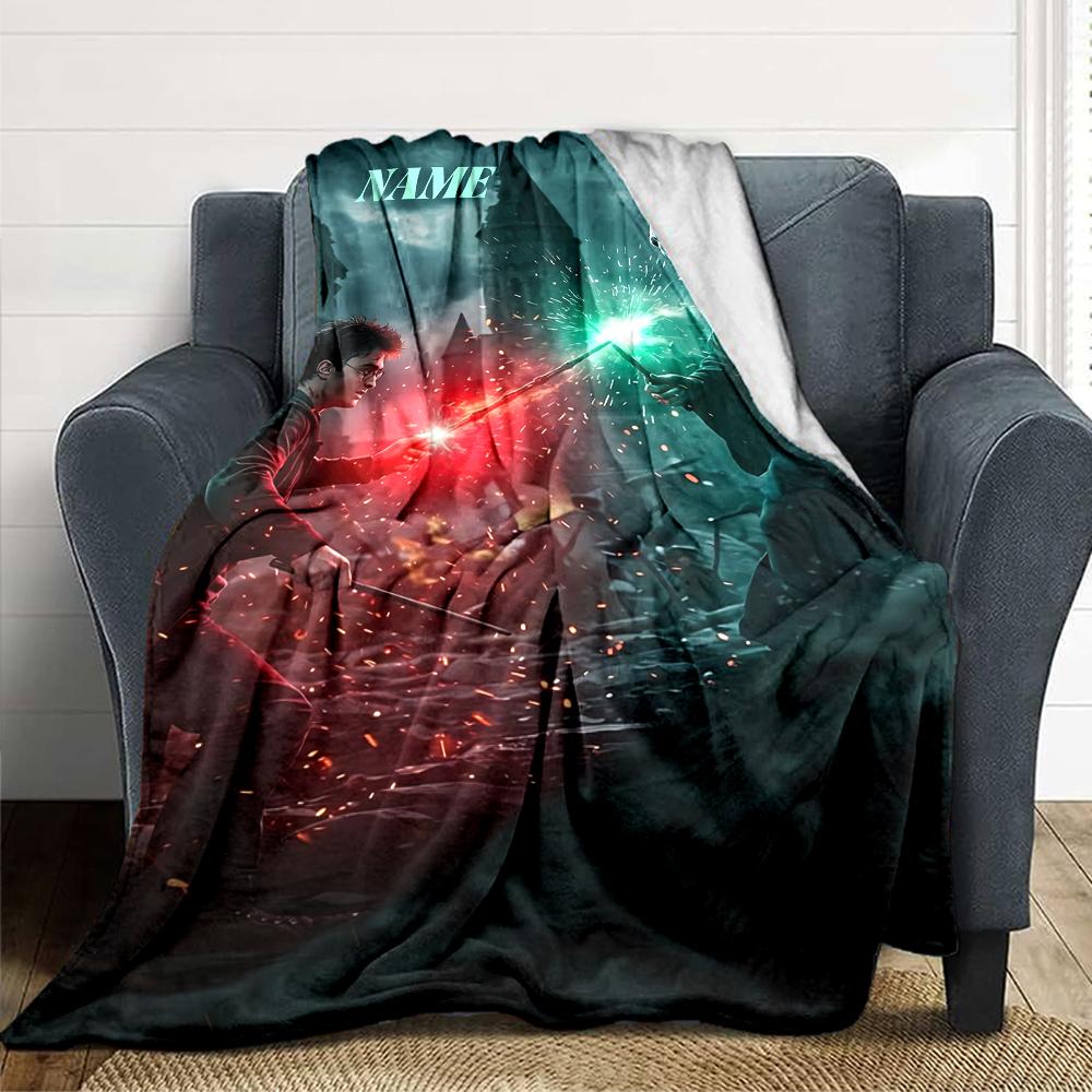 Custom Name Hogwarts Crest blanket for Couch & Bed, Plush Cozy Fuzzy Blanket Super Soft & Warm Blankets for Fall and Winter. 090893