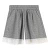 2025 Women's Gray Lace-Trim High Waist Wide-Leg Summer Shorts