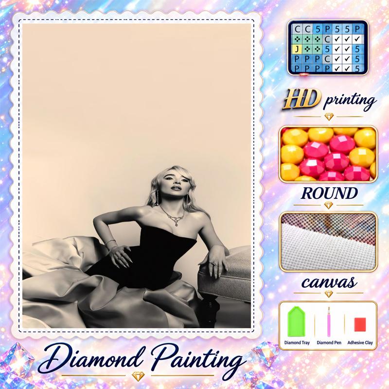 Sabrina Carpenter Diamond Painting Kit 5D Full Drill DIY Diamond Mosaic Wall Art Home Decor