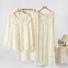Crepe Floral Rabbit Long Sleeve Cotton Pajama Set - Spring/Autumn Wear