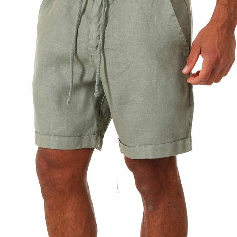 Mens Summer Fashion Mens Linen Shorts Cotton Beach Short New Wild Leisure Loose Solid Cargo Shorts for Men Sweatshorts