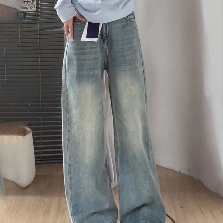 

High-Waisted Light Wide-Leg Jeans for Women, New Summer Style, Slimming, Covers Hips, Ideal for Pear-Shaped Figures, Straight-Leg Fit. L