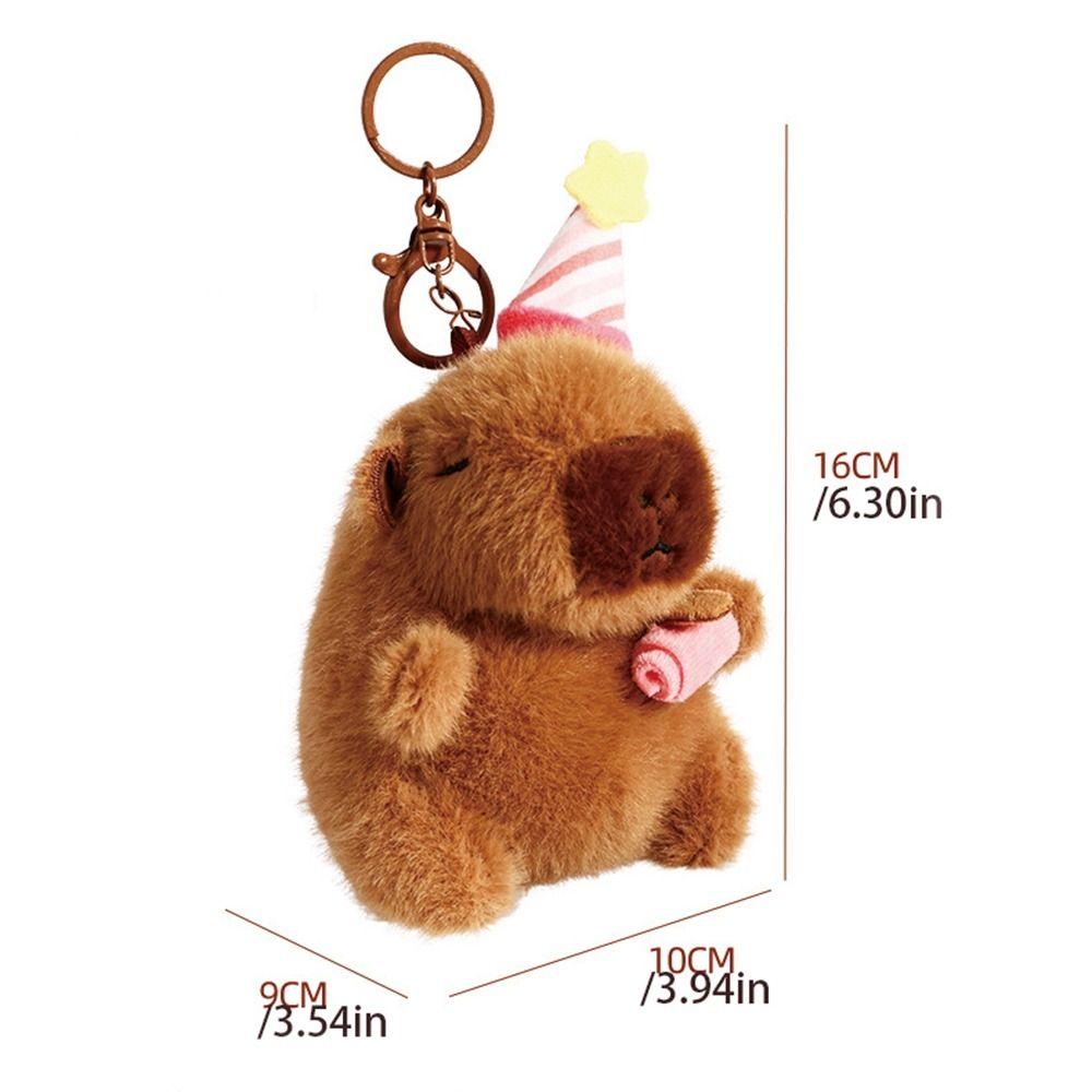 Cartoon Plush Capybara Keychain Happy Birthday Guinea Pig Pendant  Birthday Gift
