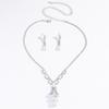 3PC Women's Fashion Copper Inlaid Zircon Claw Chain Geometric Water Drop Necklace Earring Set Wedding Party Festival Gift