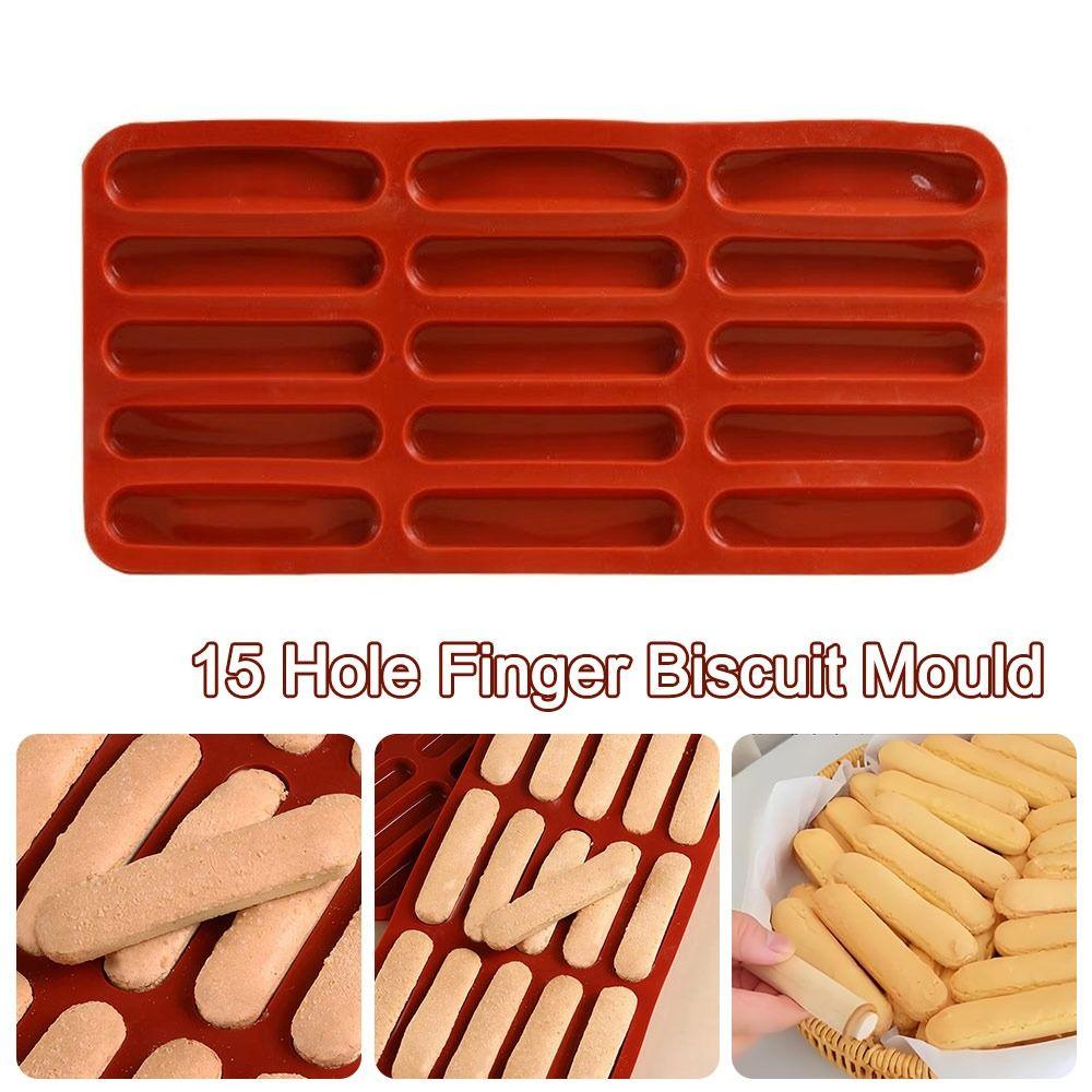 15 Hole Dessert Cake Mold Silicone Ice Cream Mold Durable Finger Biscuit Mould  Home Baking Tools