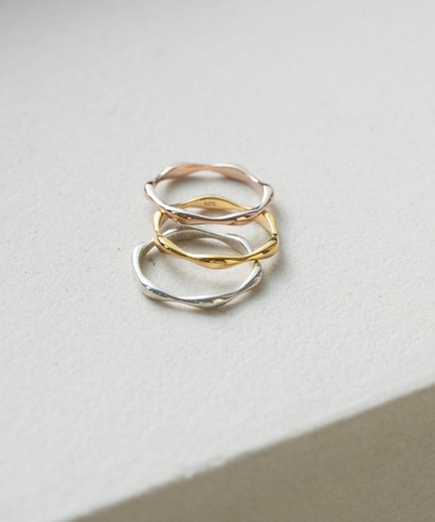 Alleun Silver 925 Thumb Wave Silver Couple Bold Ring (Type B)