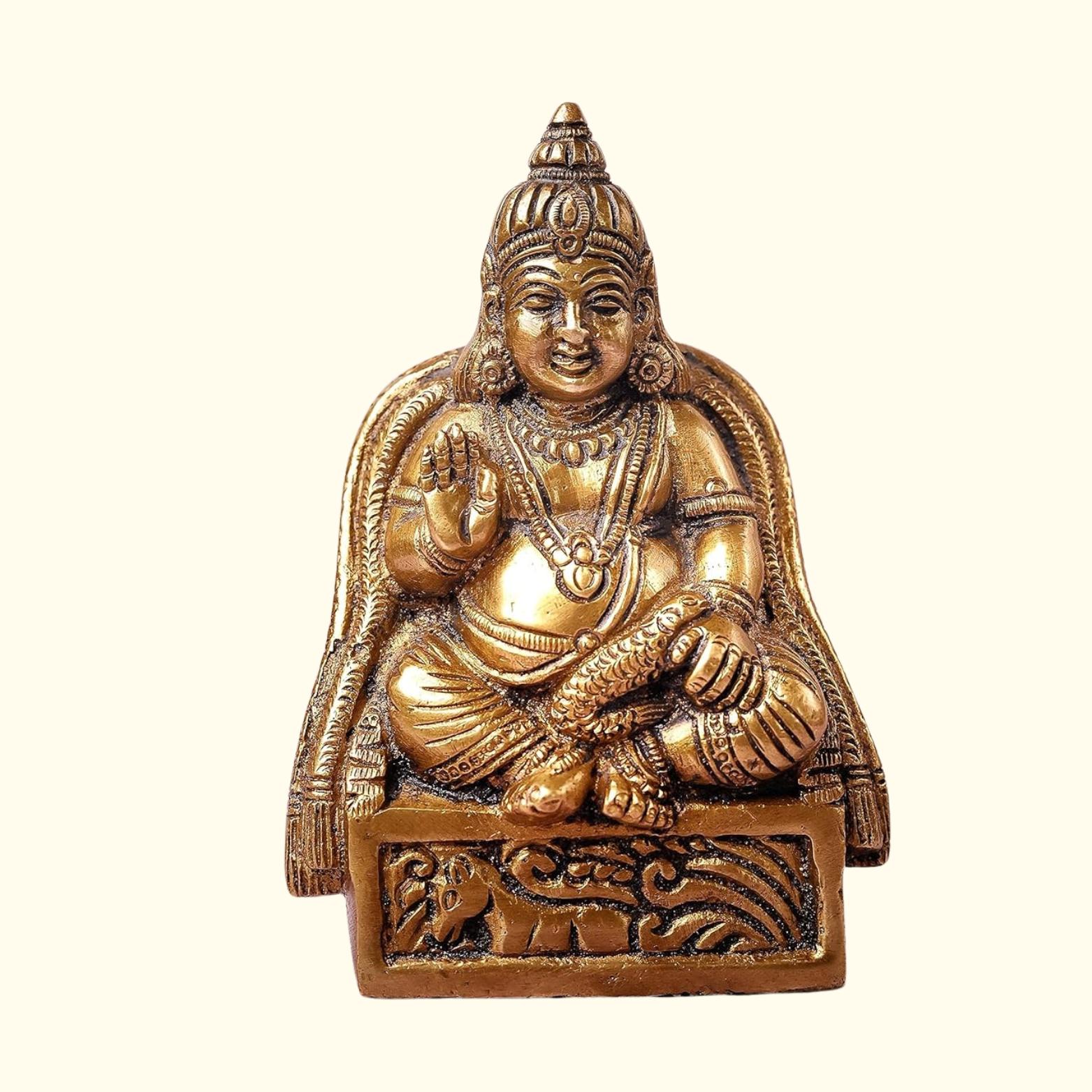 Статуя Бога Куберы Для Васту Латунный Идол Куберы, Религиозный, Золотой, Латунный, Модель 1