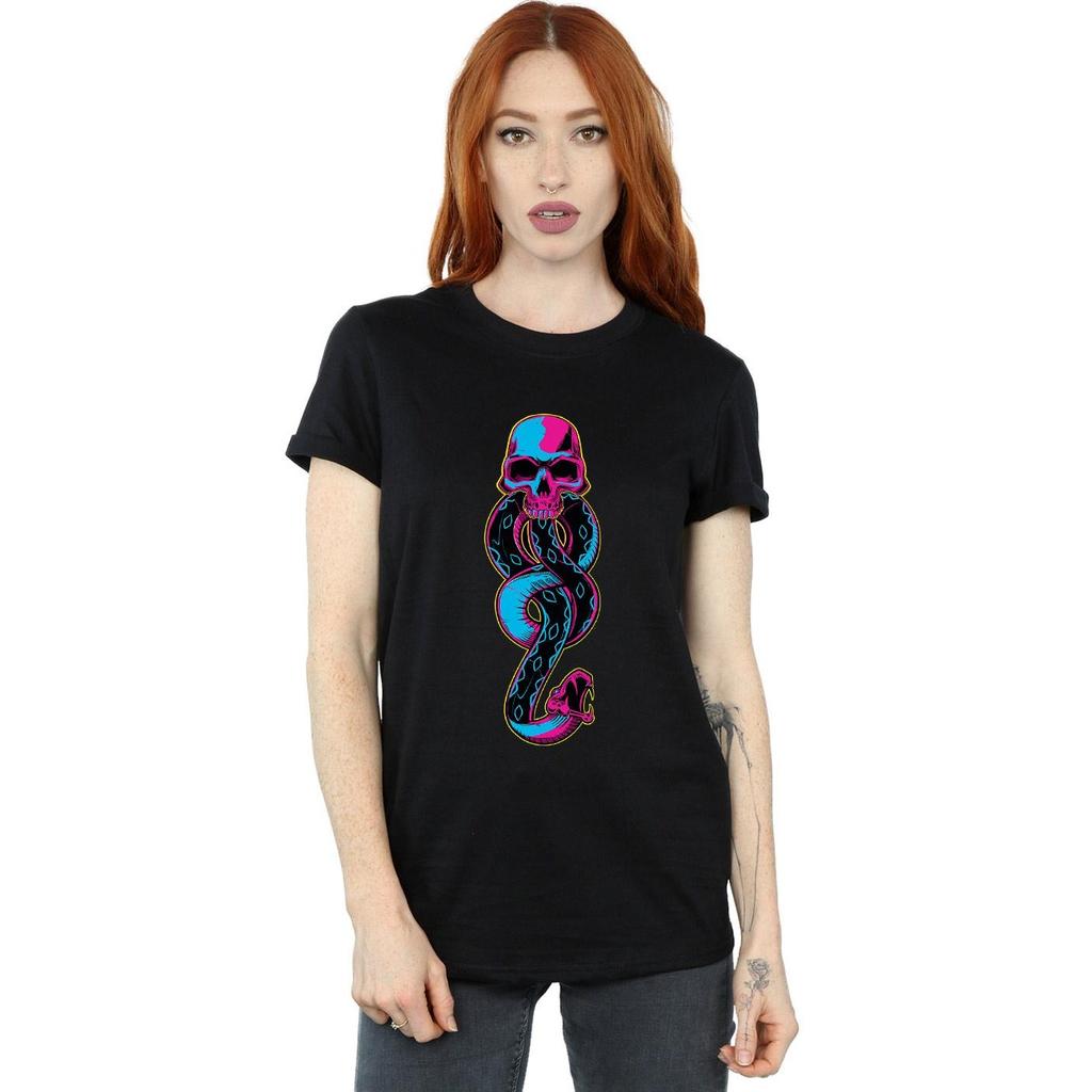 Harry Potter Womens/Ladies Neon Dark Mark Cotton Boyfriend T-Shirt