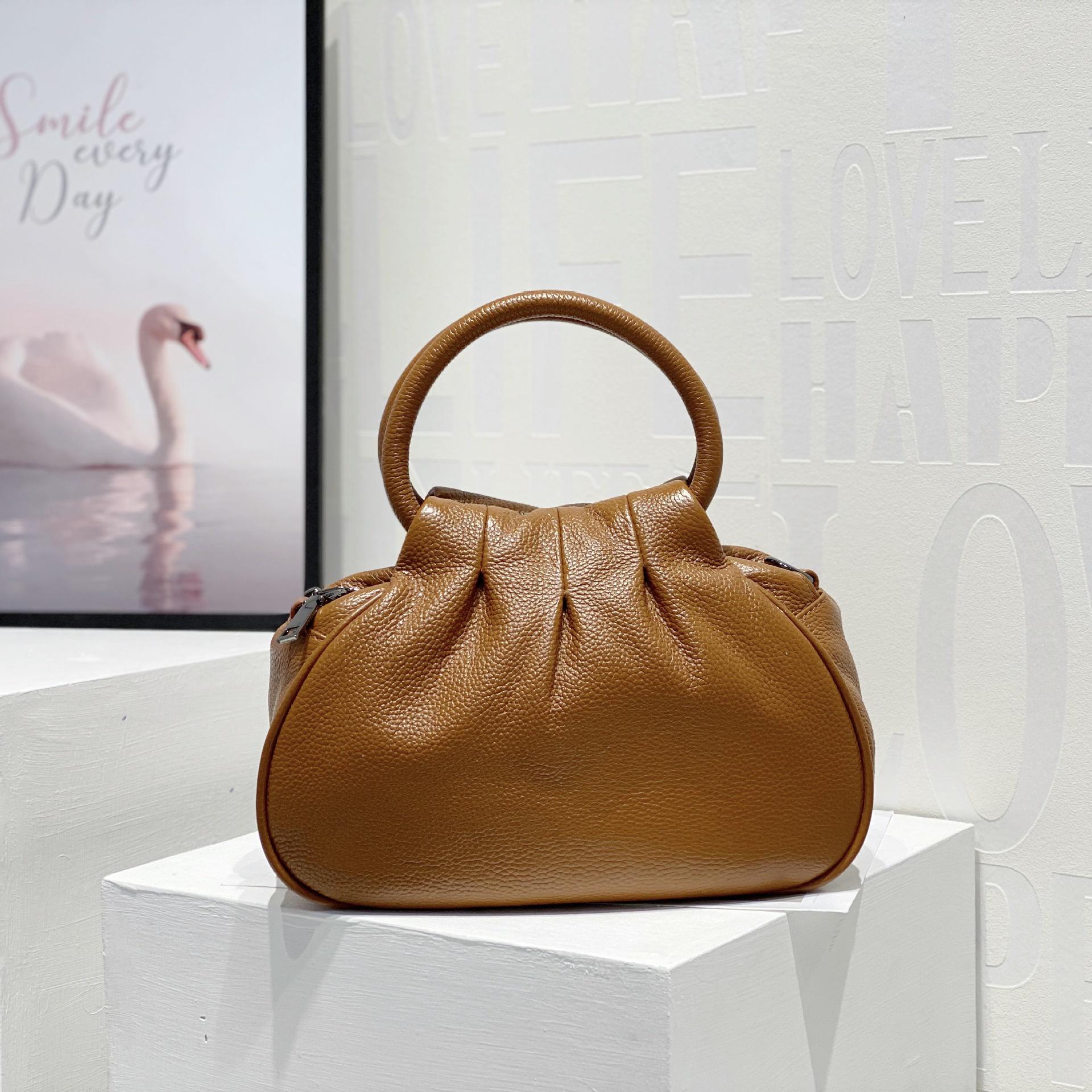 Genuine Cowhide Women s Pleated Cloud Bag