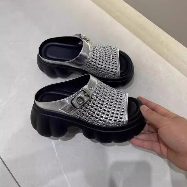 Fashion Women's Genuine Leather Shoes House Slippers Platform Slides Female Mule Pantofle Summer Mules 2025 Mules For Women 2025 Female