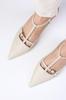 Tan Color Open Back Strappy Women's Heeled Shoes