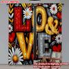 2pcs LOVE Floral Curtains    3D Embossed Letters with Daisies Hearts On Black Background for Romantic Bedroom Decor